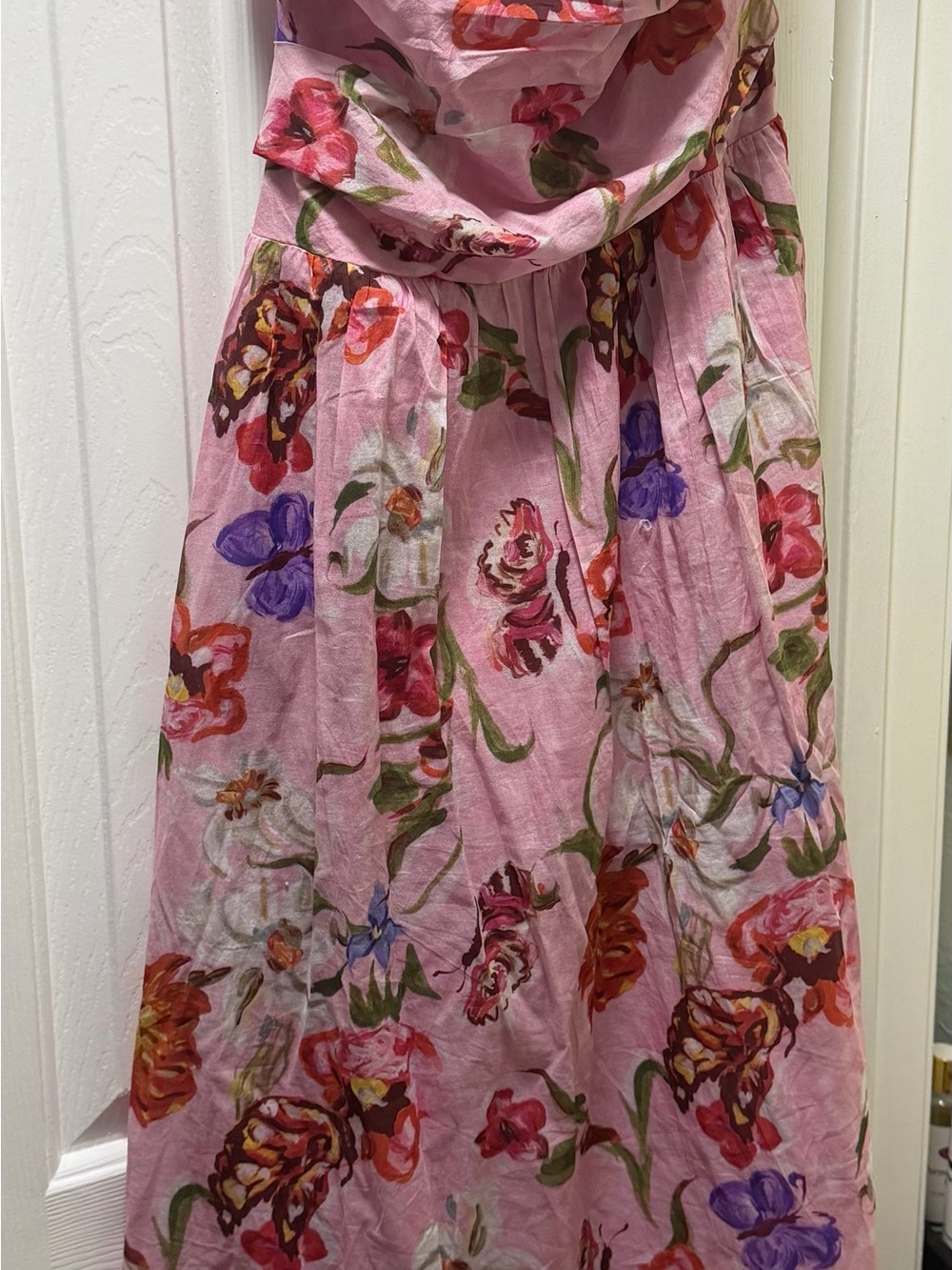 En Saison Pink Floral Maxi Dress with Multicolor Blooms